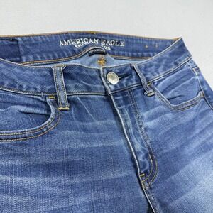 American Eagle Super Stretch Jeggings Medium Wash Skinny Denim Jeans Womens 8